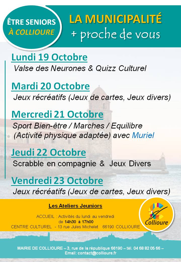 Programme Octobre Semaine 43